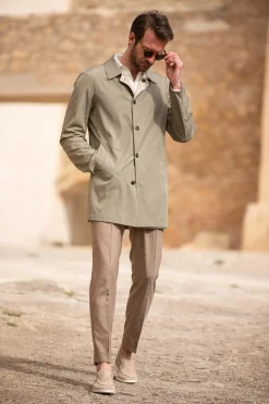 Pini Parma Beige And Green Reversible Raincoat - Made In Italy Best Sale