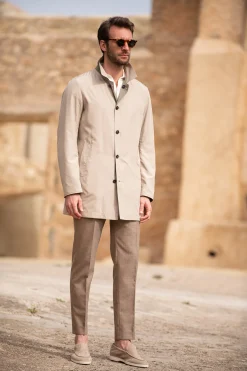 Pini Parma Beige And Green Reversible Raincoat - Made In Italy Best Sale