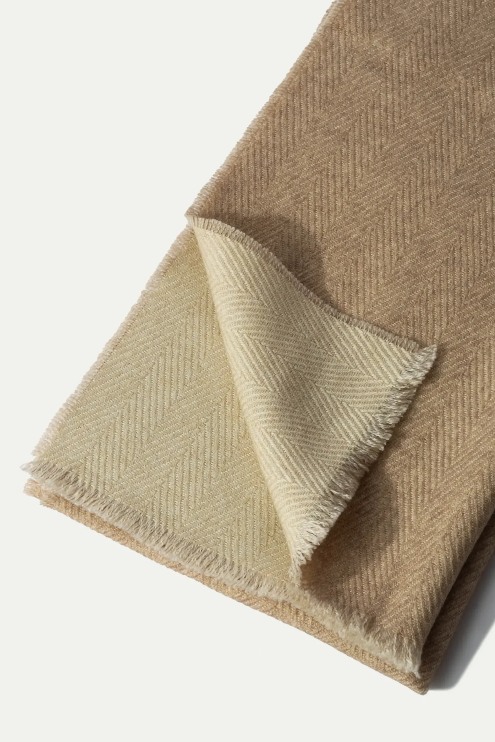 Pini Parma Beige And Off-White Reversible Herringbone Scarf - Made In Italy New