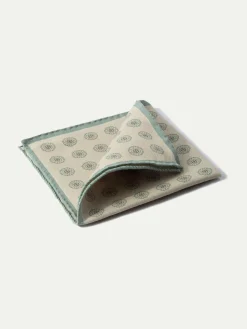 Pini Parma Beige And Sage Reversible Pocket Square - Made In Italy Outlet