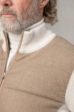 Pini Parma Beige Cardigan - Flannel & Knitted Wool - Made In Italy Hot