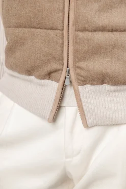 Pini Parma Beige Cardigan - Flannel & Knitted Wool - Made In Italy Hot