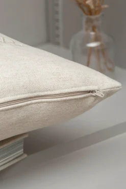 Pini Parma Beige Herringbone Wool Cushion - Made In Italy Fashion