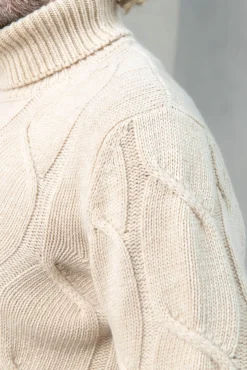 Pini Parma Beige Jacquard Patterned Wool & Cashmere Turtleneck – Made In Italy Cheap