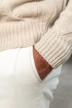 Pini Parma Beige Jacquard Patterned Wool & Cashmere Turtleneck – Made In Italy Cheap