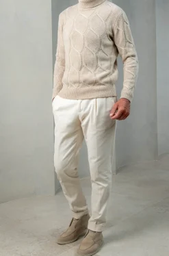 Pini Parma Beige Jacquard Patterned Wool & Cashmere Turtleneck – Made In Italy Cheap