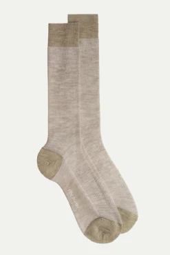 Pini Parma Beige Micro Fancy Short Socks - Made In Italy Shop