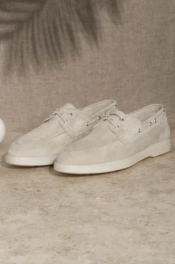 Pini Parma Beige Suede Boat Shoes - Made In Italy Discount