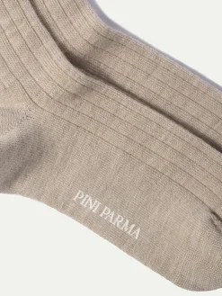 Pini Parma Beige - Super Durable Wool Short Socks - Made In Italy Best