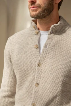 Pini Parma Beige Textured Cashmere Blend Cardigan – Made In Italy Outlet