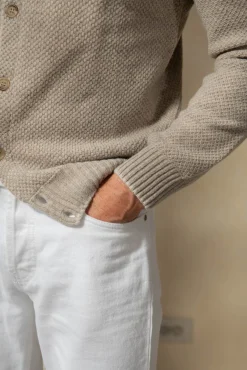 Pini Parma Beige Textured Cashmere Blend Cardigan – Made In Italy Outlet