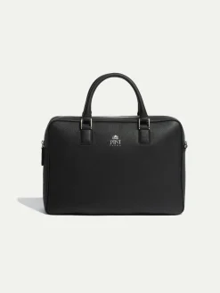 Pini Parma Black Leather Briefcase - Made In Italy New