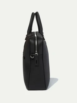 Pini Parma Black Leather Briefcase - Made In Italy New