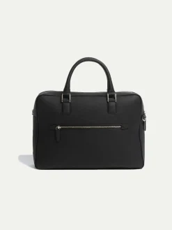 Pini Parma Black Leather Briefcase - Made In Italy New