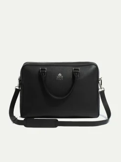 Pini Parma Black Leather Briefcase - Made In Italy New