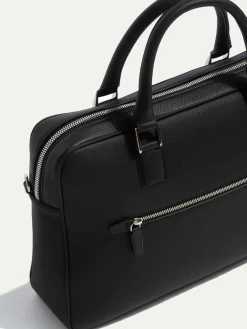 Pini Parma Black Leather Briefcase - Made In Italy New