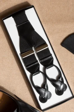 Pini Parma Black Suspenders - Made In Italy Online