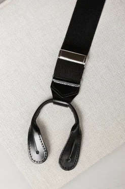 Pini Parma Black Suspenders - Made In Italy Online