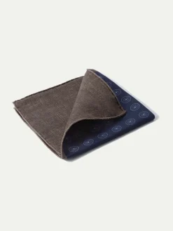 Pini Parma Blue And Brown Reversible Pocket Square - Made In Italy Cheap