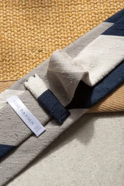 Pini Parma Blue And Grey Shantung Tie - Hand Made In Italy Best Sale