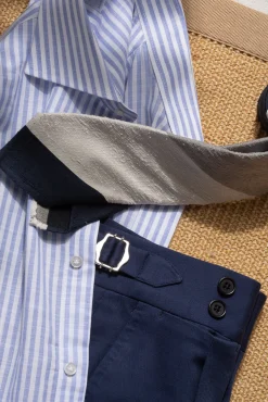 Pini Parma Blue And Grey Shantung Tie - Hand Made In Italy Best Sale