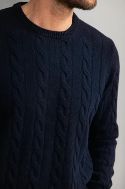 Pini Parma Blue Cable Knit Sweater – Made In Italy Flash Sale