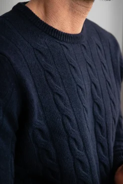 Pini Parma Blue Cable Knit Sweater – Made In Italy Flash Sale