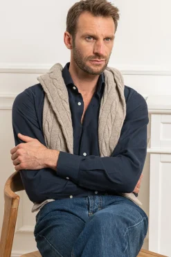 Pini Parma Blue Cashmere And Cotton Shirt - Made In Italy Best Sale