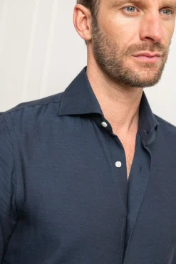 Pini Parma Blue Cashmere And Cotton Shirt - Made In Italy Best Sale