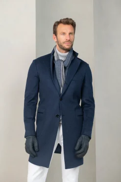 Pini Parma Blue Coat In Loro Piana Wool – Made In Italy Flash Sale