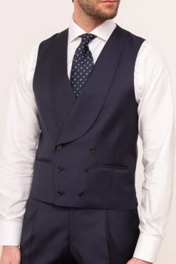 Pini Parma Blue Double Breasted Waistcoat - Made In Italy Sale