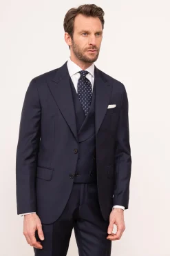 Pini Parma Blue Double Breasted Waistcoat - Made In Italy Sale