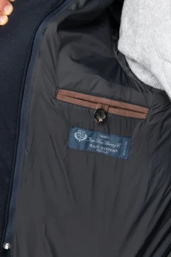 Pini Parma Blue Down Jacket In Loro Piana Wool With Rain System®– Made In Italy Best Sale