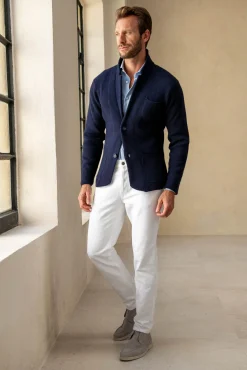 Pini Parma Blue Knitted Jacket – Wool And Cashmere – Made In Italy Online