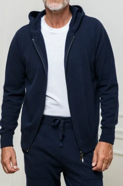 Pini Parma Blue Leisure Zip Hoodie - Made In Italy Hot