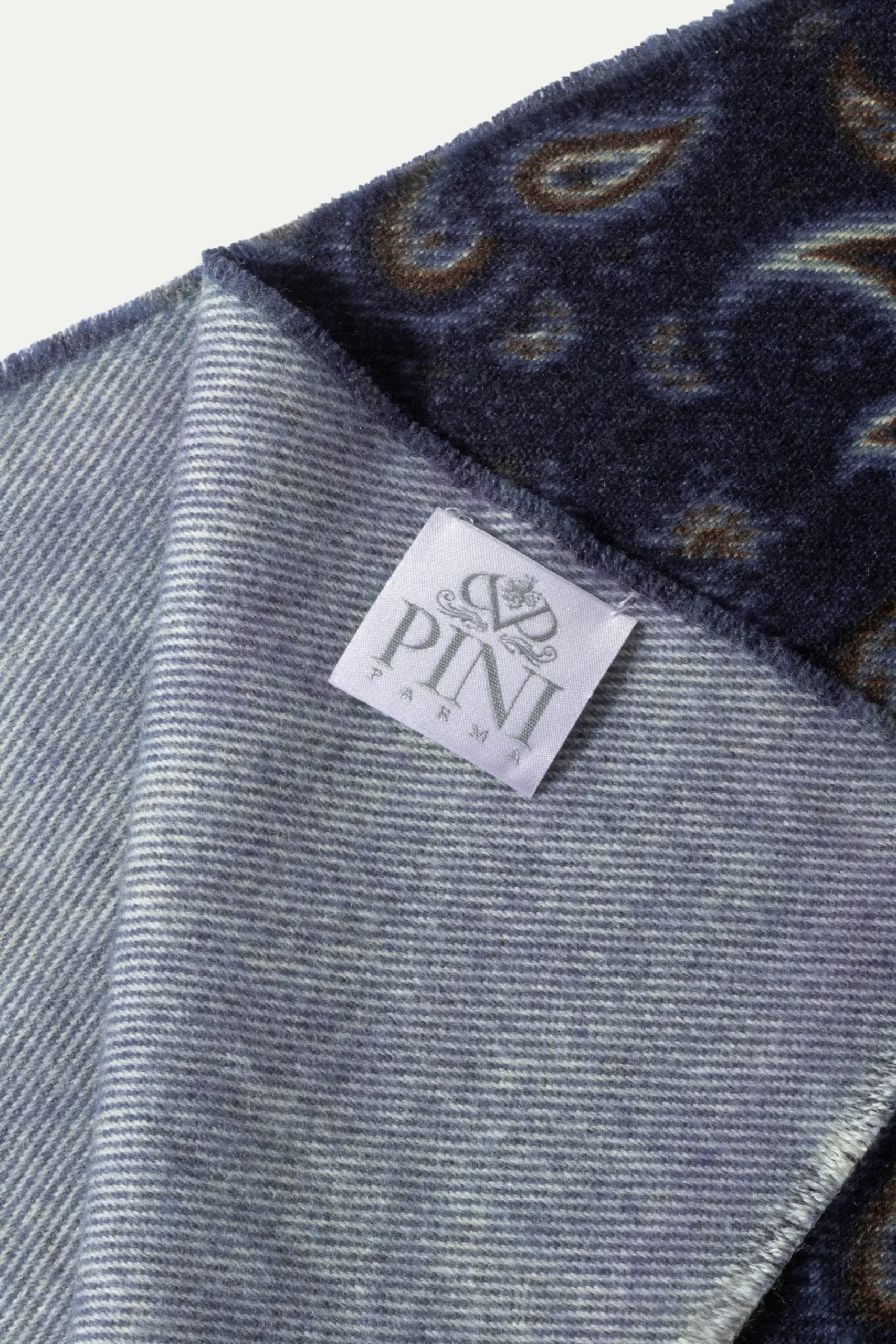 Pini Parma Blue Paisley Reversible Scarf - Made In Italy Shop