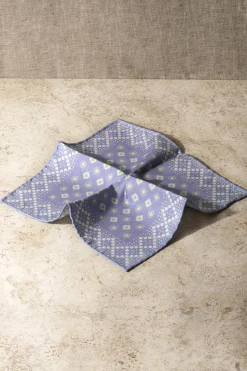 Pini Parma Blue Patterned Reversible Pocket Square - Made In Italy Best