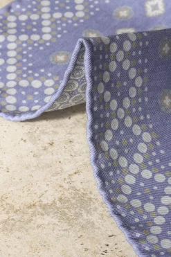 Pini Parma Blue Patterned Reversible Pocket Square - Made In Italy Best