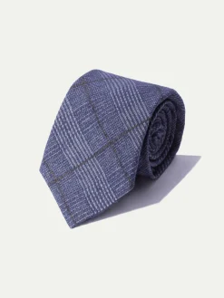 Pini Parma Blue Prince Of Wales Tie - Made In Italy Shop