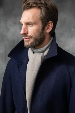 Pini Parma Blue Raglan Coat In Loro Piana Wool – Made In Italy Online