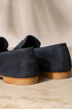 Pini Parma Blue Soft Penny Loafers - Made In Italy Outlet
