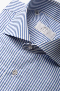 Pini Parma Blue Striped Shirt - Made In Italy Cheap