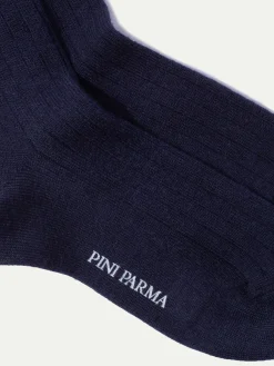 Pini Parma Blue - Super Durable Wool Short Socks - Made In Italy Online