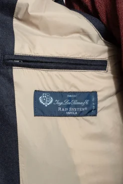Pini Parma Blue Vest With Zip In Loro Piana Wool With Rain System®– Made In Italy New