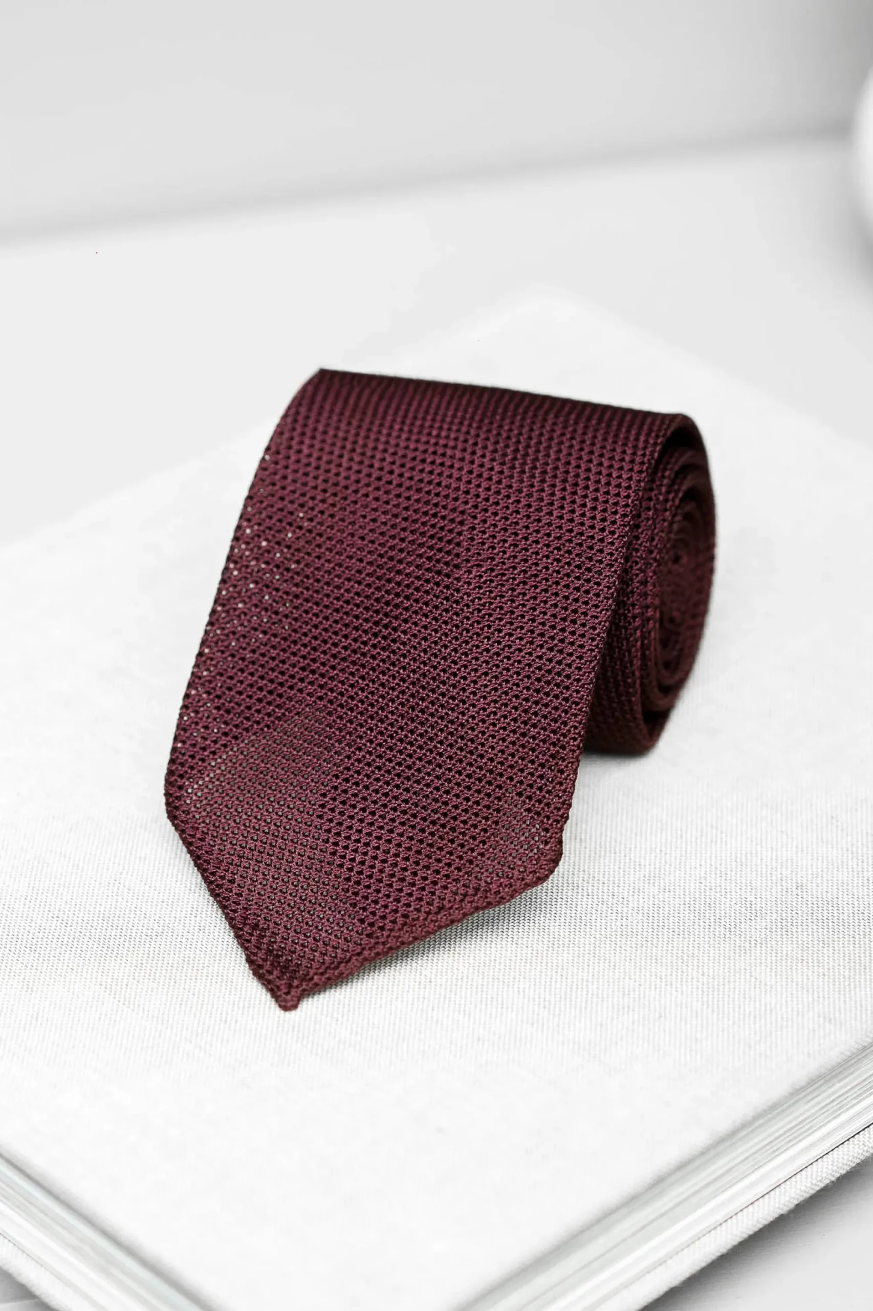 Pini Parma Bordeaux Grenadine Silk Tie - Hand Made In Italy Fashion