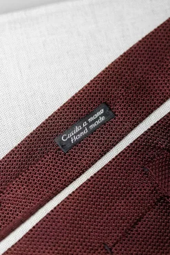 Pini Parma Bordeaux Grenadine Silk Tie - Hand Made In Italy Fashion