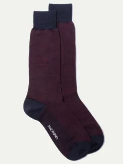 Pini Parma Bordeaux Herringbone Short Socks - Made In Italy Online