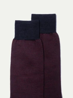 Pini Parma Bordeaux Herringbone Short Socks - Made In Italy Online
