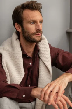 Pini Parma Bordeaux Shirt - Flannel Touch - Made In Italy Fashion