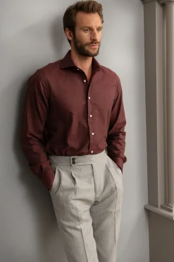 Pini Parma Bordeaux Shirt - Flannel Touch - Made In Italy Fashion